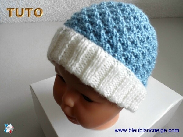 Bonnet Laine Mohair Lagon rayé - Tricot main - Mohair France