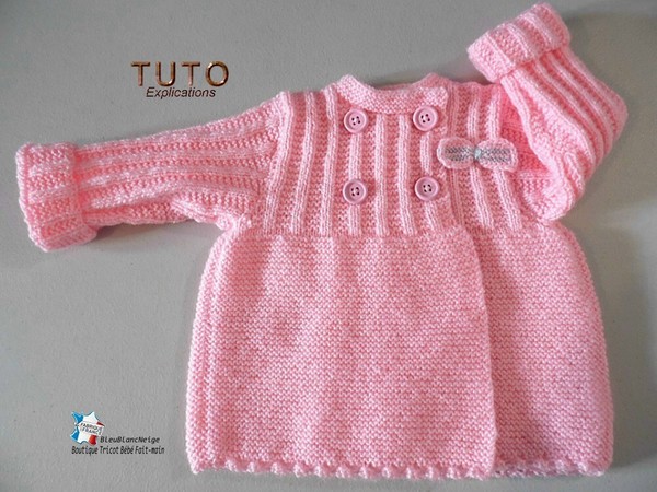 Robe Bébé 0-3 Mois En Laine Rose - Fait Main CATRICOTE, Neuf Sans étiquette