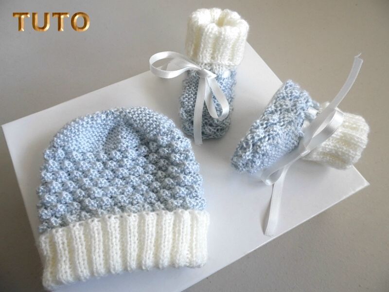 TUTO Tricot Bébé BONNET, CHAUSSONS, Bb Laine