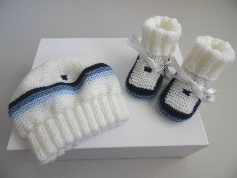 Tricot Bébé, Bonnet Et Chaussons 4 Couleurs, Laine Bb, Bbn