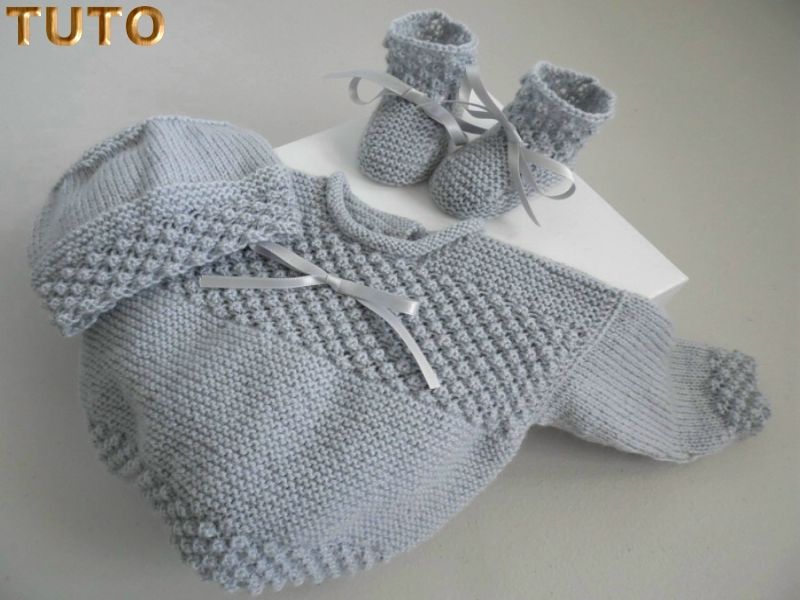 Coffret Cadeau Pour Nouveau-né Tricoté Main - Couleur Rose - Taille Naissance - Fait Main
